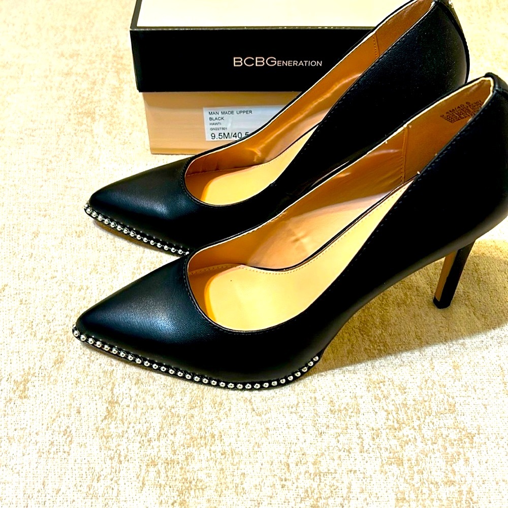 BCBGeneration Black Studded Pointed Heels. New in Box